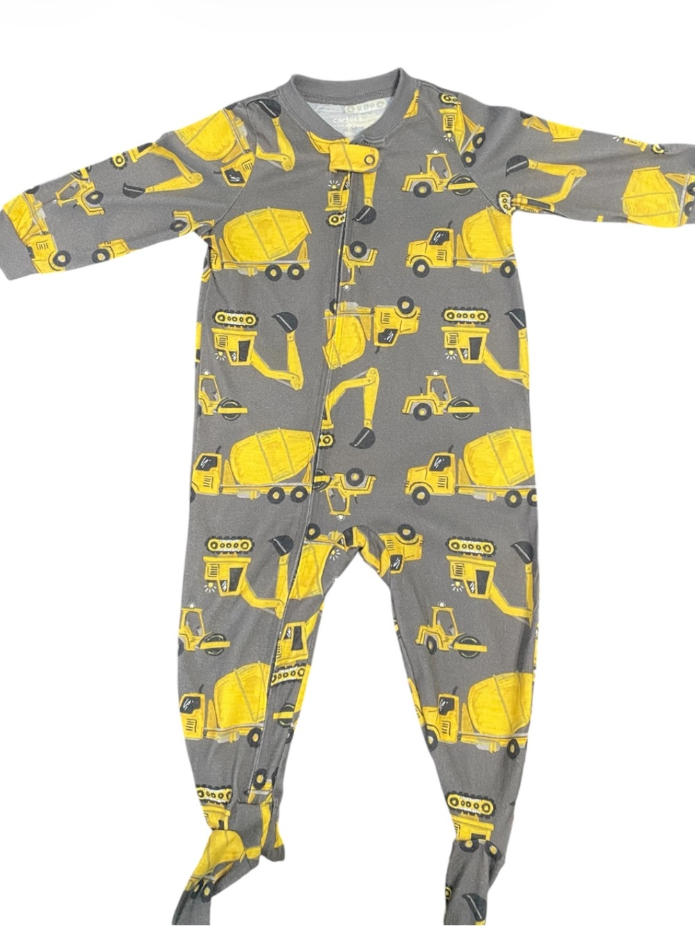 Carter's Gray Footed One-Piece with Yellow Construction Trucks